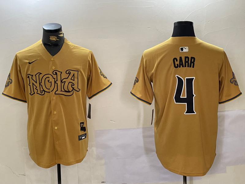 Men's New Orleans Saints Derek Carr #4 Yellow Jersey